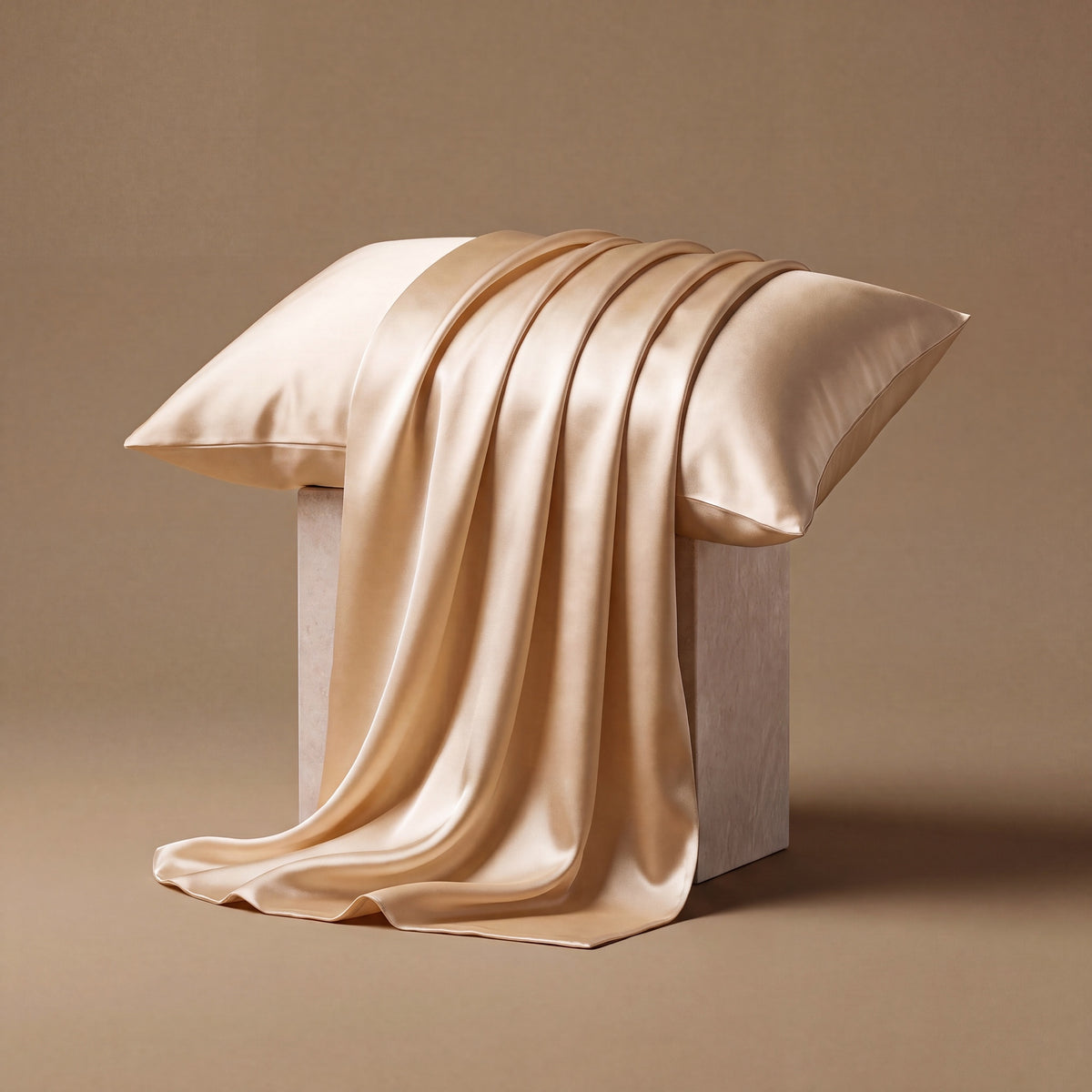 RYVENA champagne gold silk pillowcase