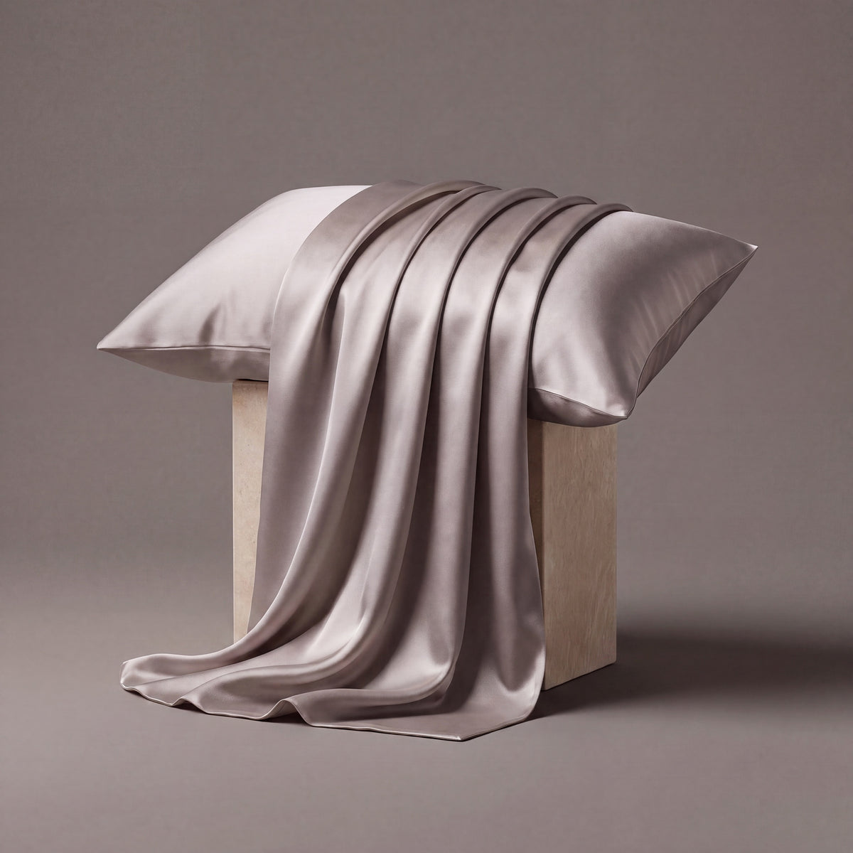 RYVENA cool grey silk pillowcase
