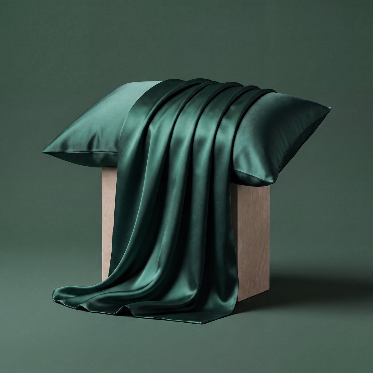 RYVENA 22 momme mulberry silk pillowcase in Emerald Green