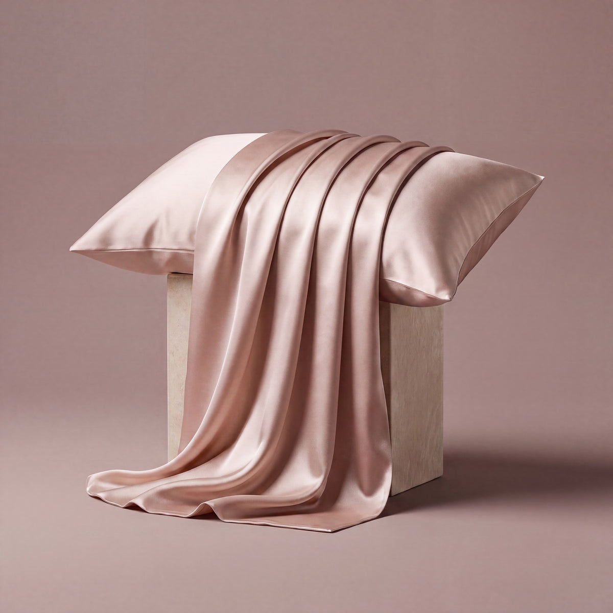 RYVENA blush pink silk pillowcase