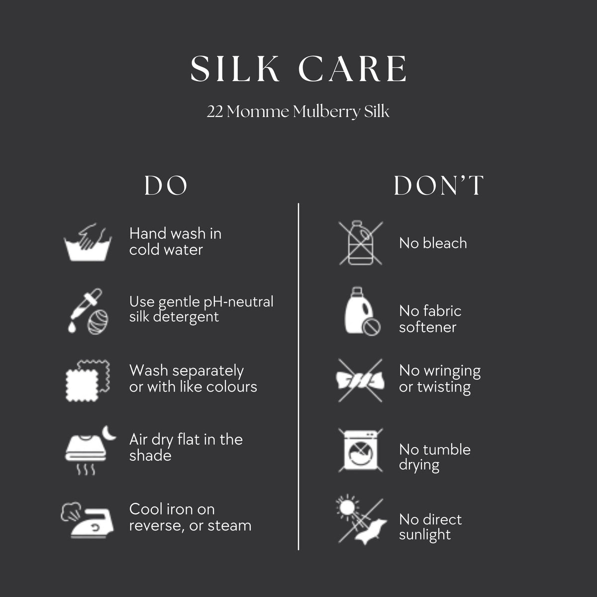 Care guide for washing the deep black RYVENA 22 momme mulberry silk sleep mask